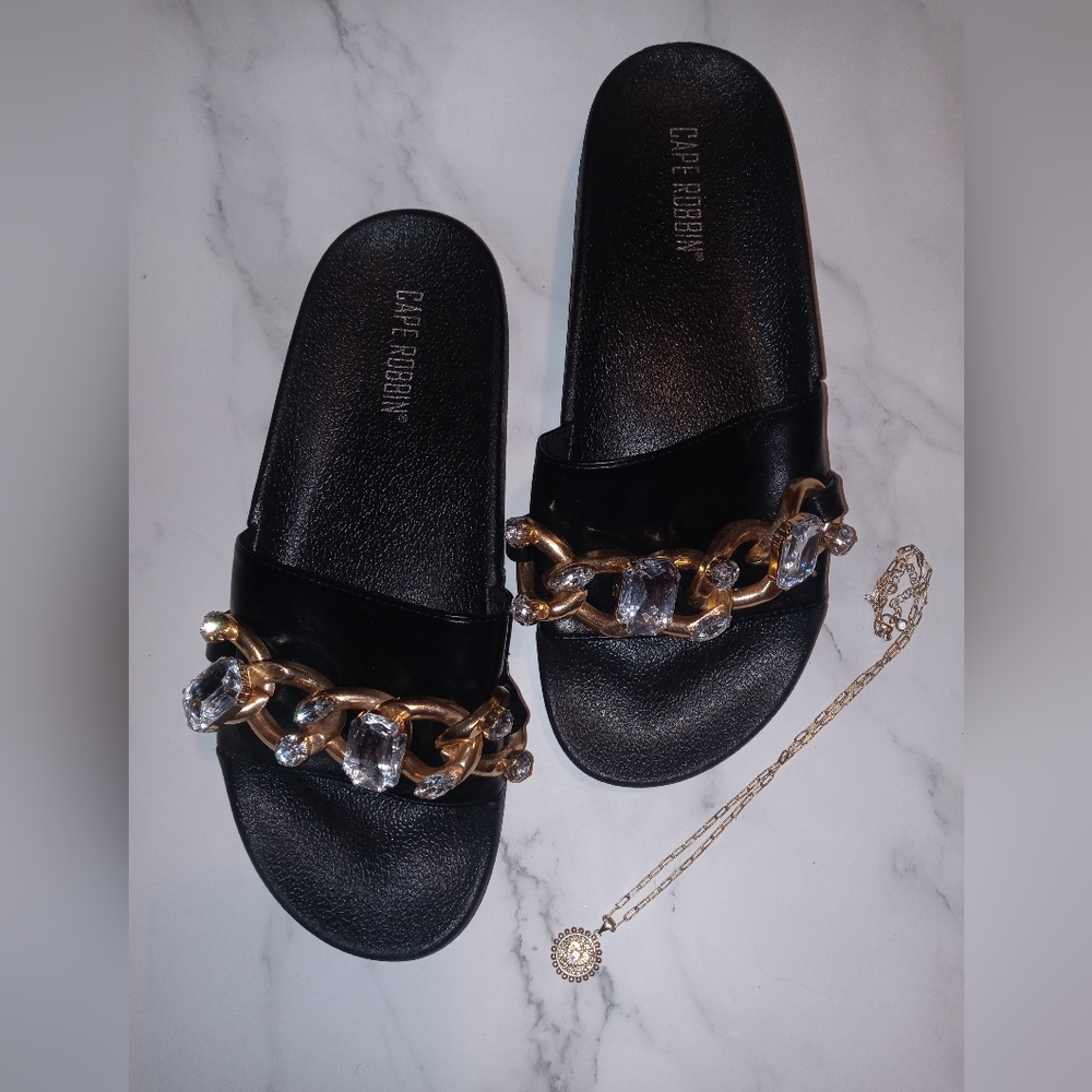 Black bling sandals